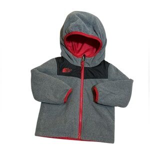 North Face reversible hoodie fleece full zip Size 2T colors- Grey/Black/…